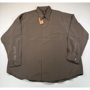 Haggar Mens 3X Big Tall Brown Luxury Microfiber Button Up Shirt NWT